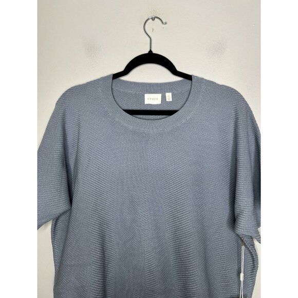 Cyrus Womens Blue Short Sleeve Round Neck Pullover Sweater Size XL NWT - Picture 2 of 10